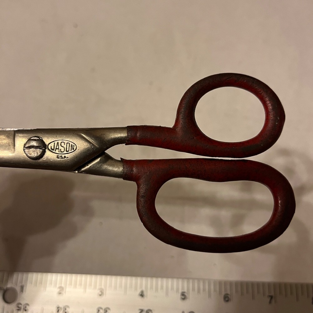 Vintage Jason Scissors Red Handle 7” Long