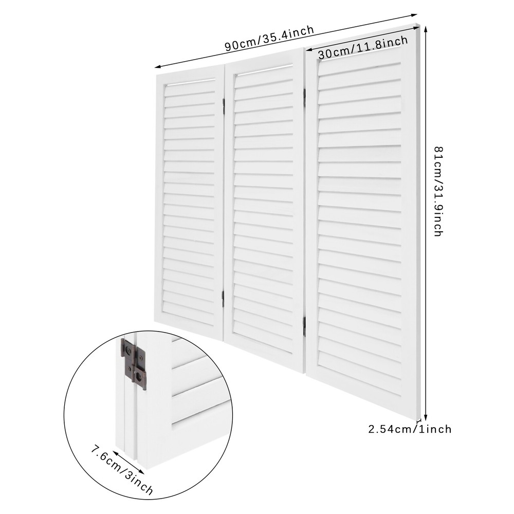Modern 3 Panel Room Divider Screen, Freestanding Folding Room Divider, White