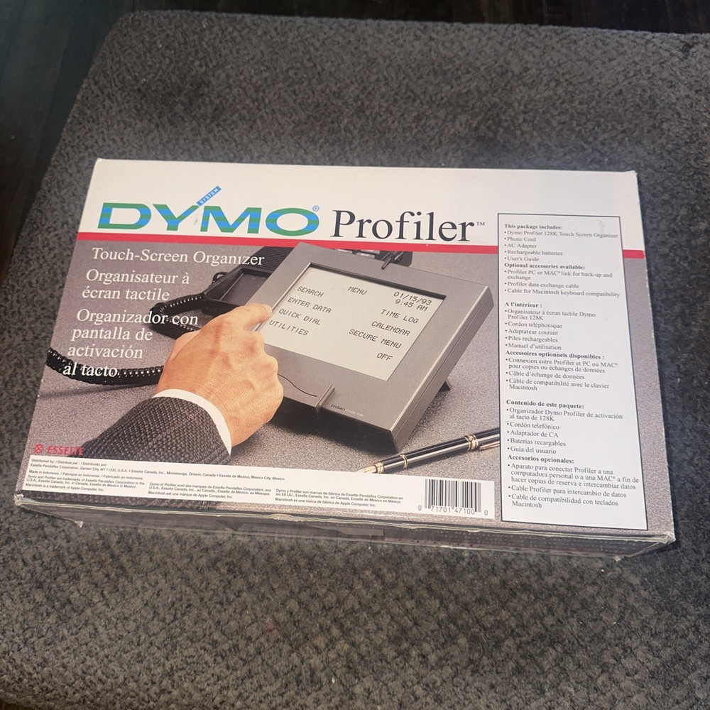 Vintage 90s Dymo Profiler Touch Screen Organizer 47100 HTF Works!