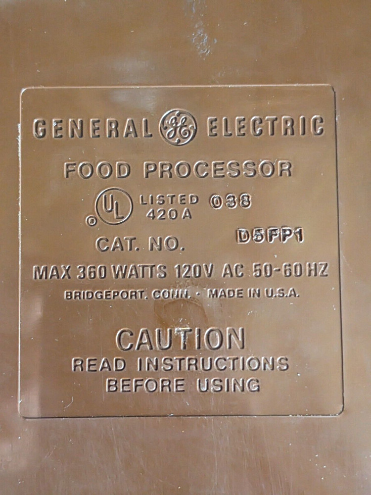 Vintage General Electric GE Food Processor Model D5FP1 Replacement Part Pusher