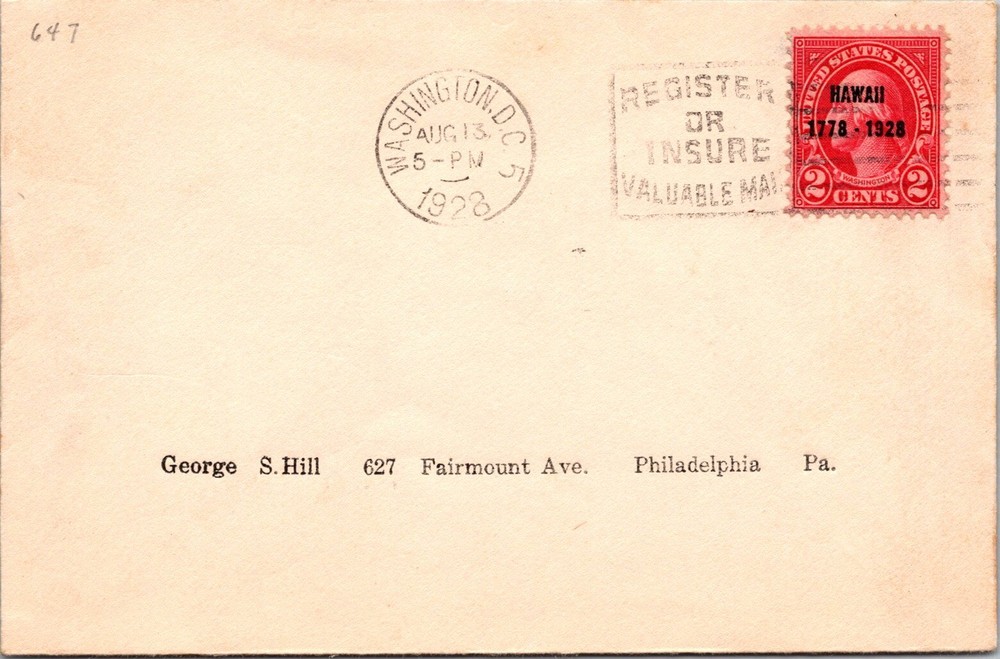SC# 647 FDC - Washington DC Cancel - L37302