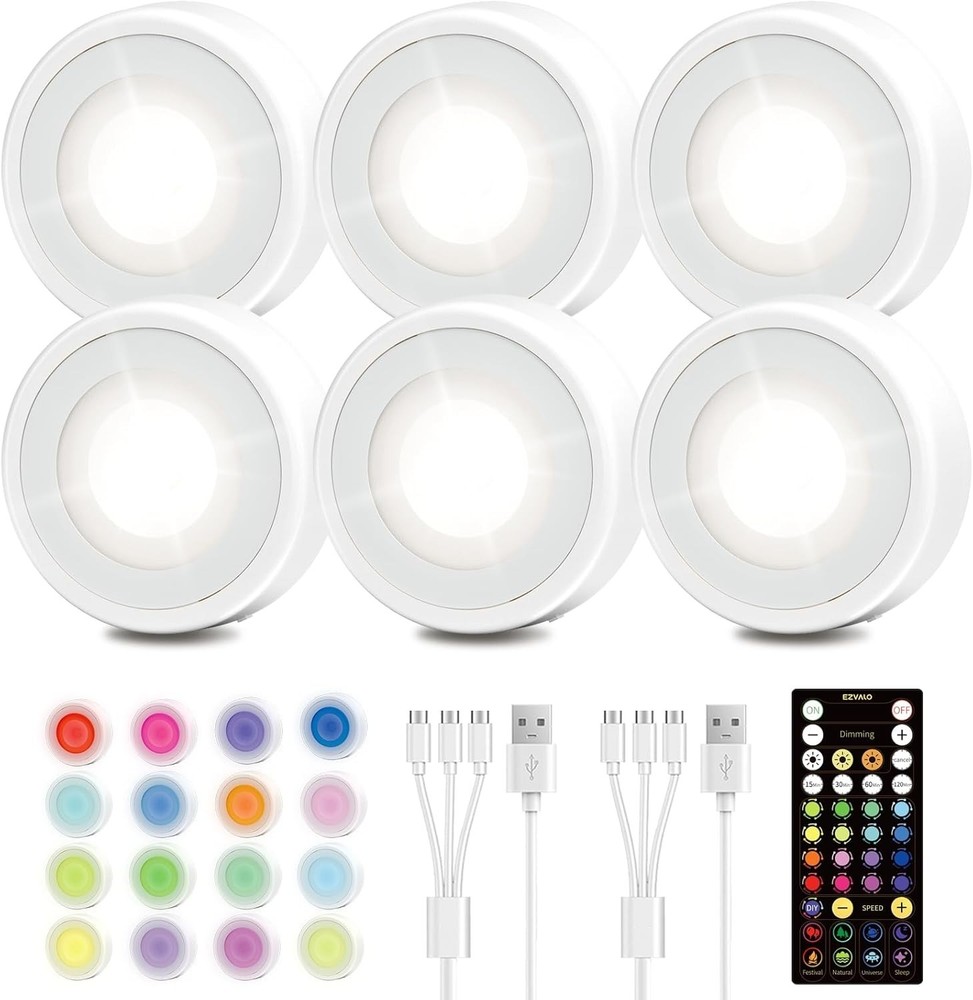 Compact 2.5'' Rechargeable LED Puck Lights - Wireless Touch & Remote Control