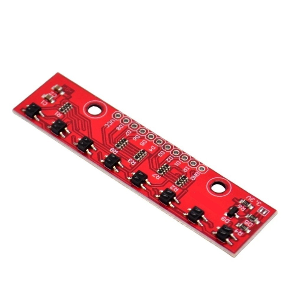 DIY Robotics Module 8-Way Line Detector Red PCB Compact 65.7x16mm Dimensions