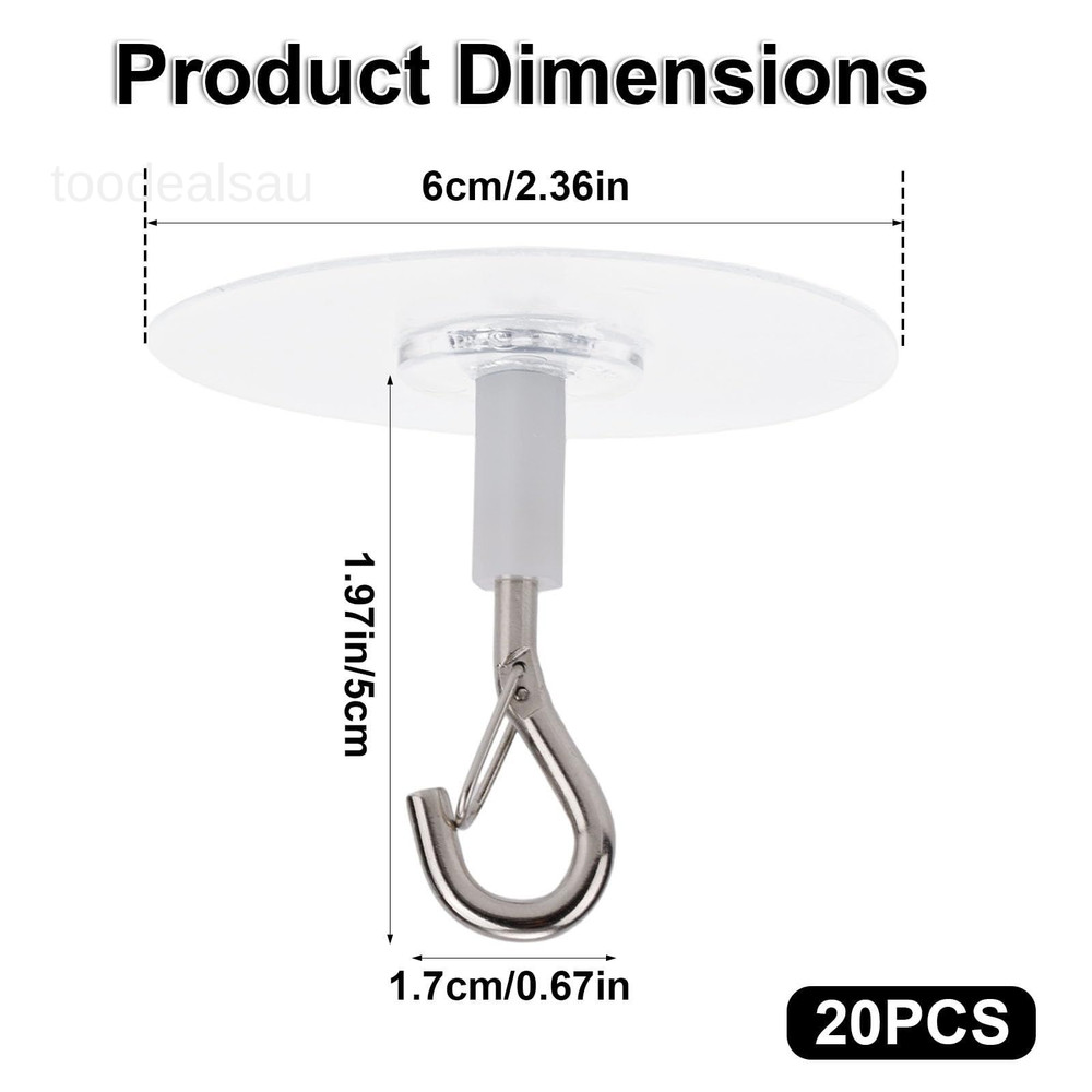 5pcs Strong Self Adhesive Ceiling Hooks, Heavy transparent, silver