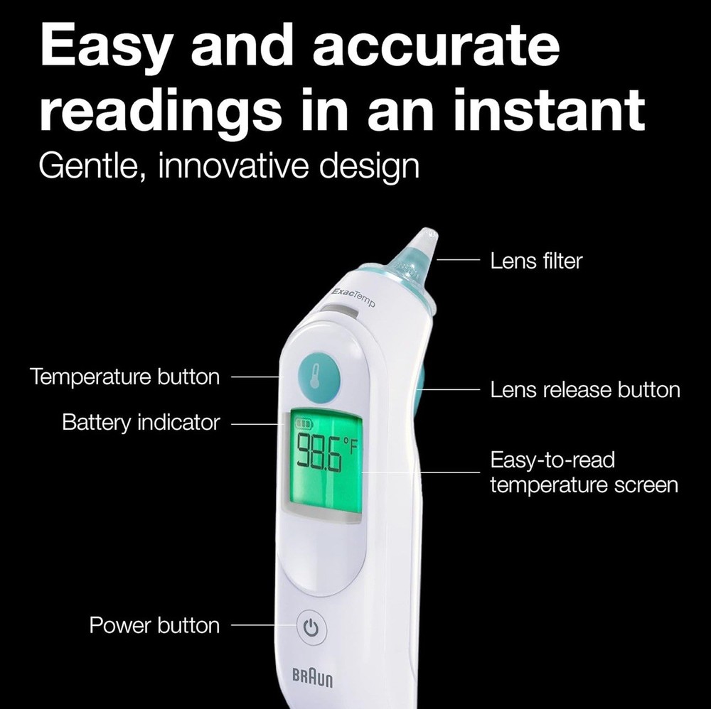 Braun ThermoScan 6 Ear Thermometer with Color-Coded Digital Display