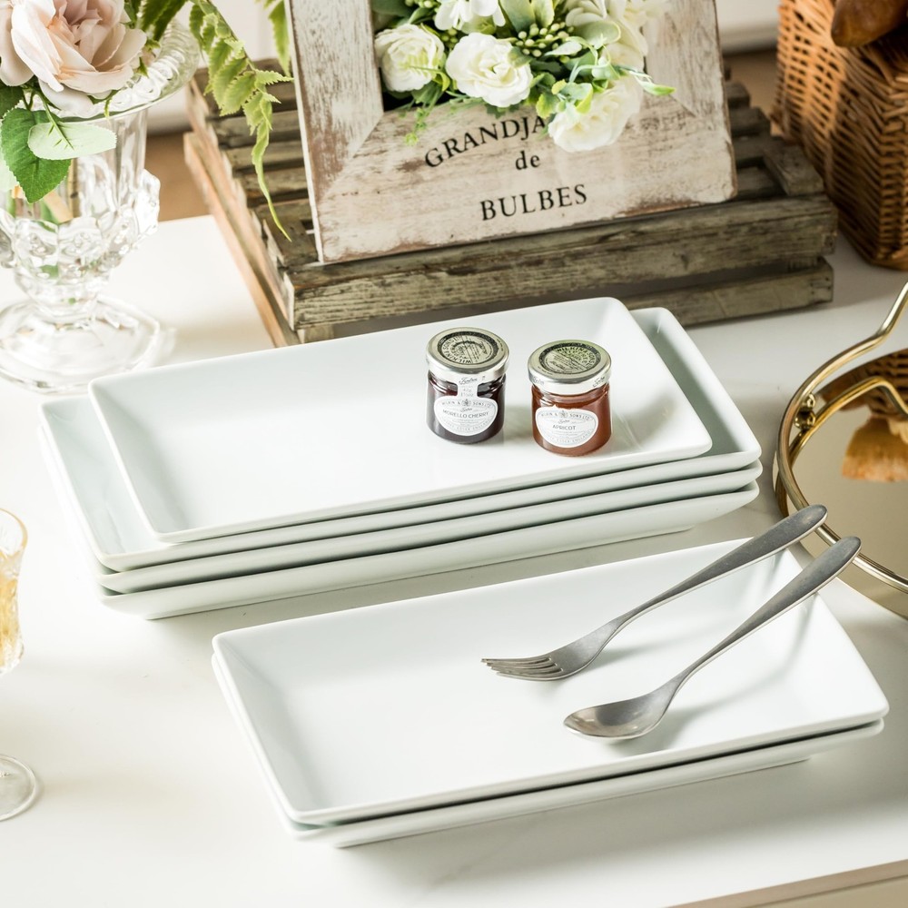 YHOSSEUN Porcelain Serving Platters Rectangular Trays White Serving Platters ...