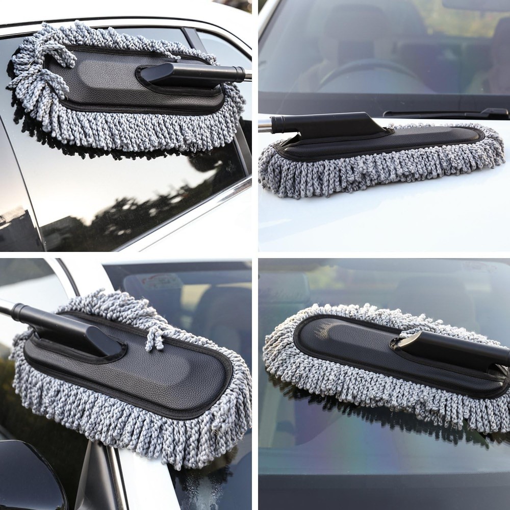 Car Cleaning Duster Microfiber Large Extendable Wax Treated Plastic Handle Brush