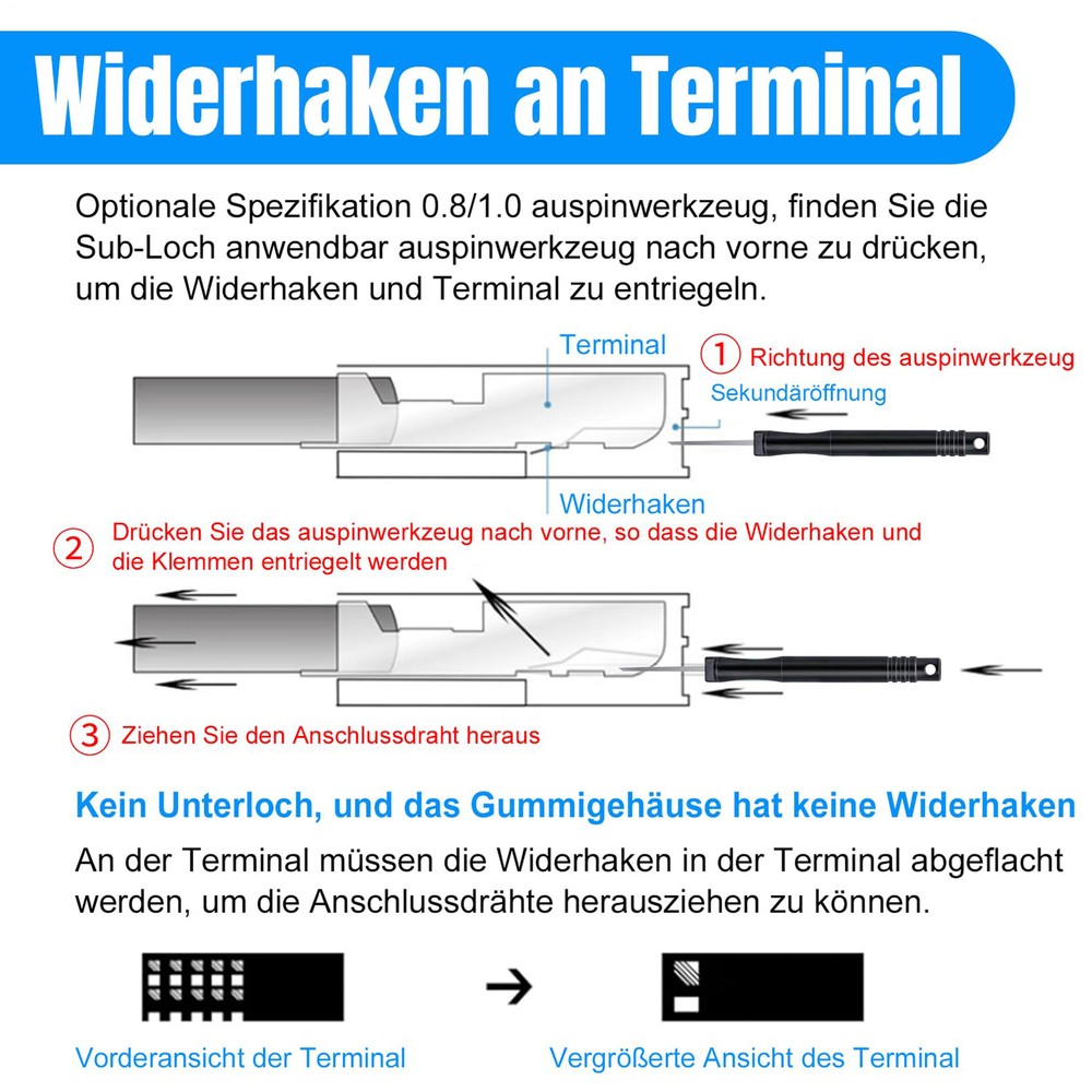 30Pcs Terminal Pin Removal Tool Kit Extractor Electrical Wire Connector Release