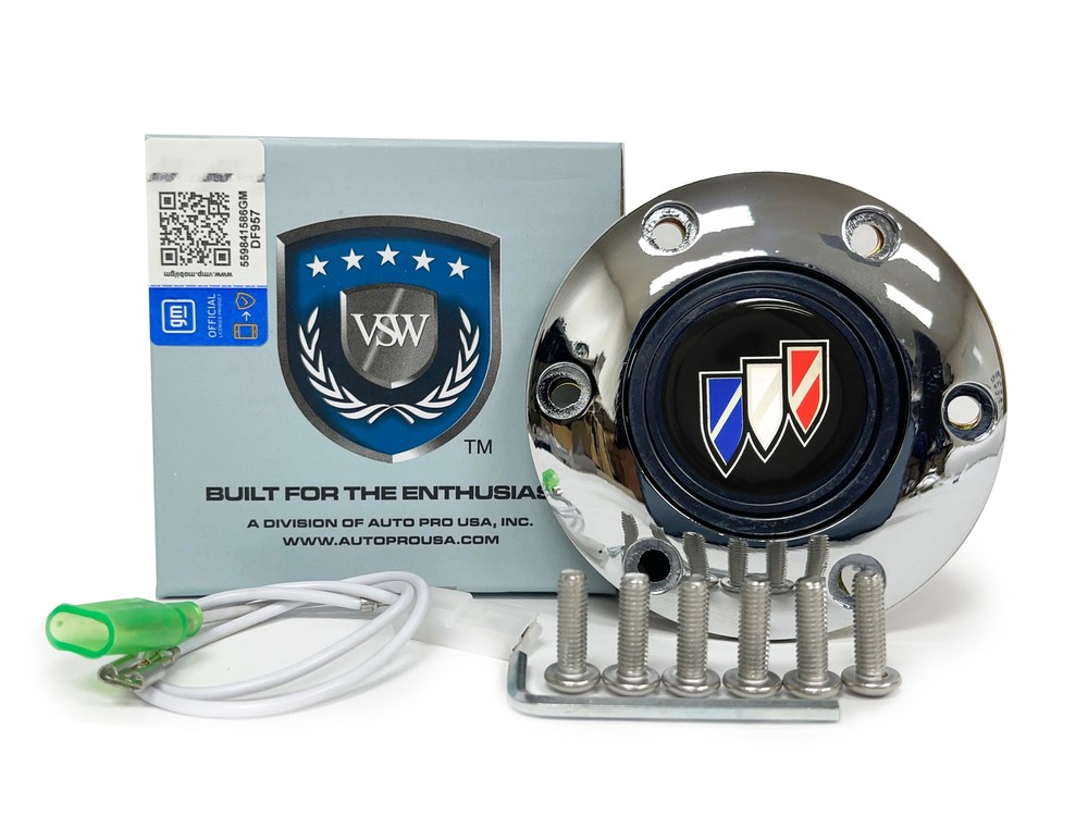 VSW 6-Bolt Chrome Horn Button, Buick Tri-Shield Emblem