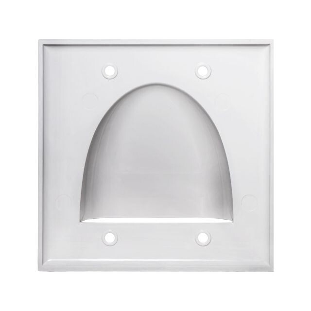 Pass Through Wall Plate Dual Gang, White