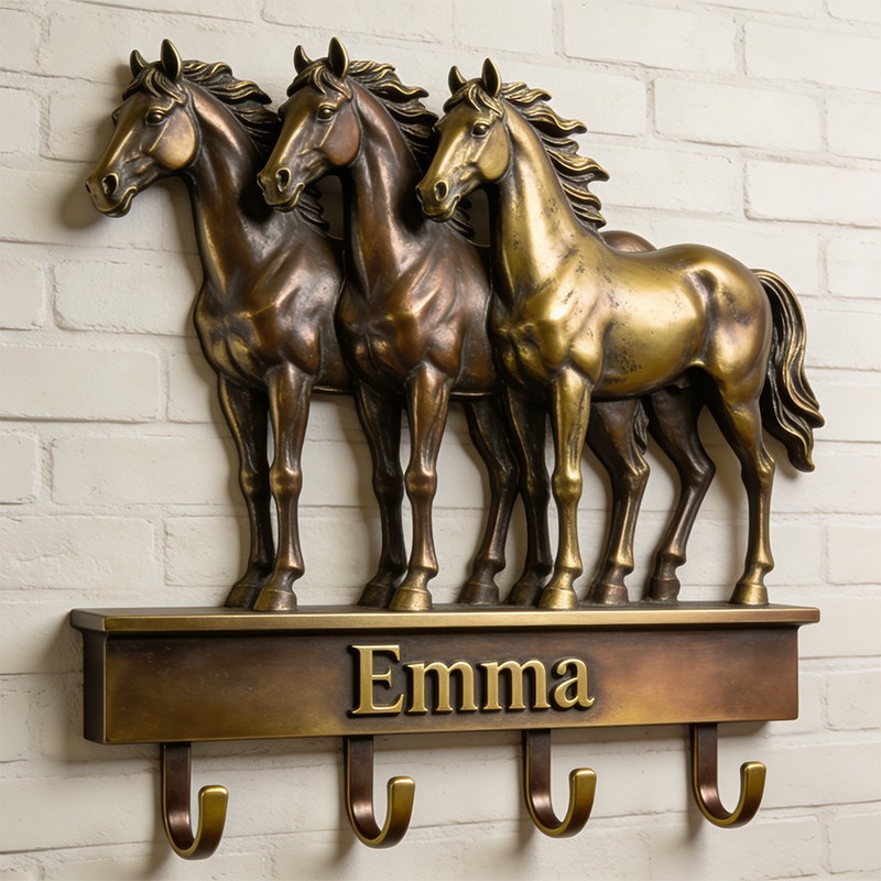Personalized horse themed wall hooks key holder