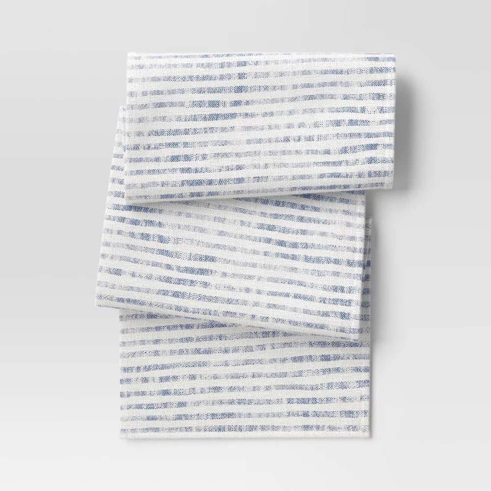 90"x20" Table Runner Blue Striped - Threshold