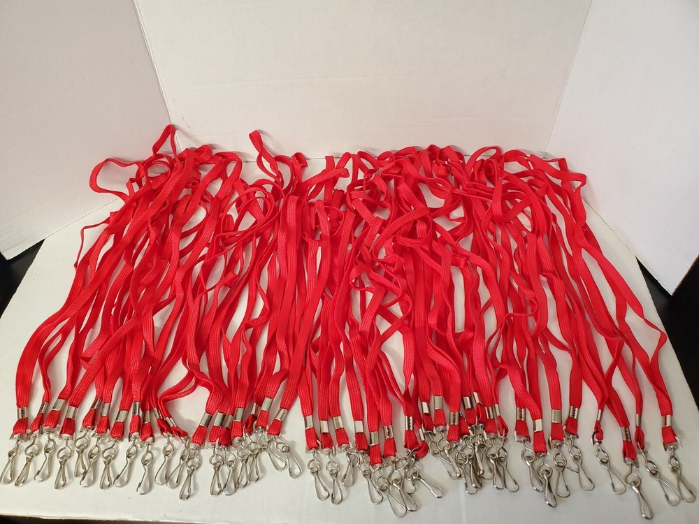 42 Red Flat Braid Lanyards