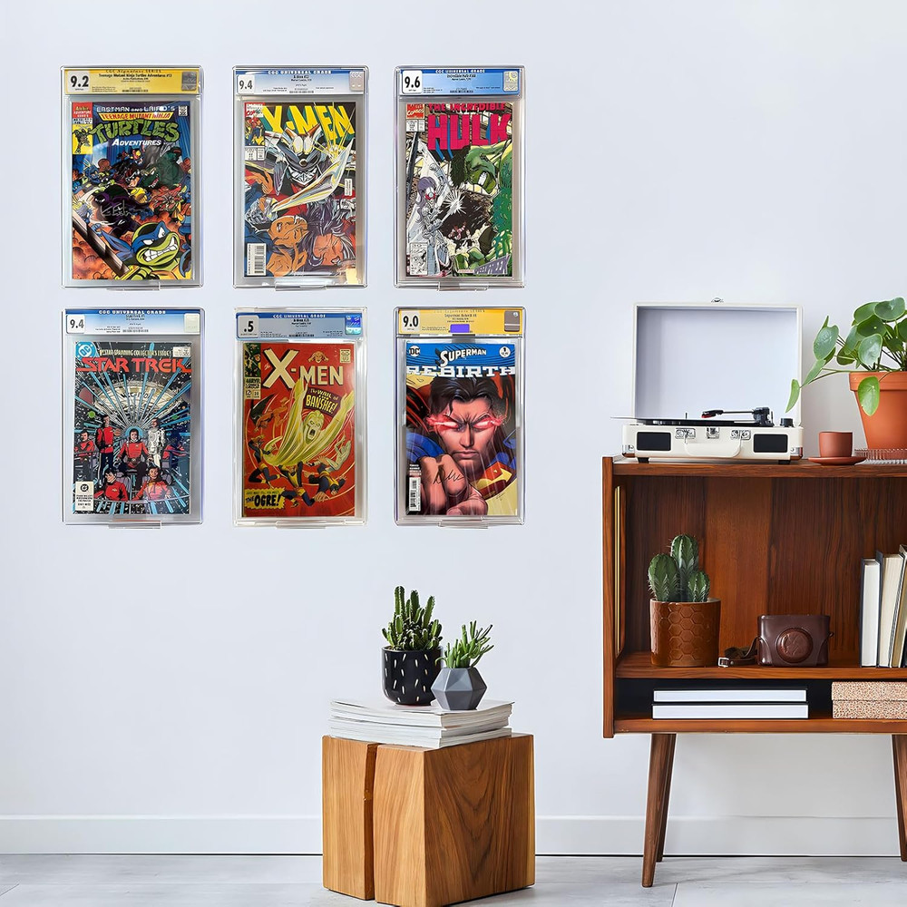 12pcs Clear Floating Comic Book Display Shelves, Comic Book Shelf Stand Wall Mou