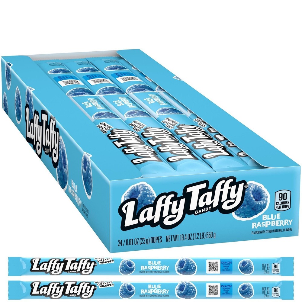 Blue Raspberry Taffy Rope Candy, 24 Pack, Taffy Candy, Individually Wrapped,...