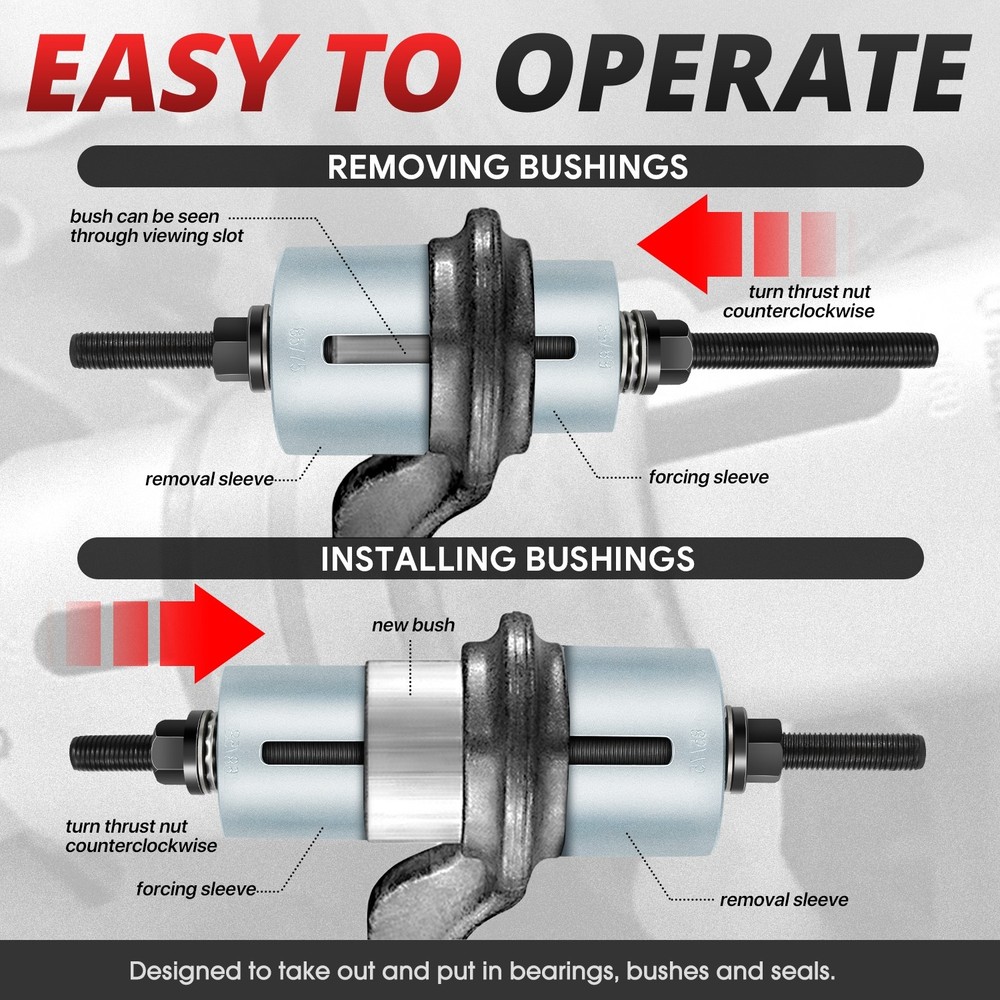 27 PCS Universal Press & Pull Sleeve Kit Bush Bearing Removal Insertion Tool Kit