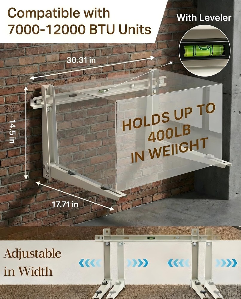 Heavy Duty Mini Split Wall Mounting Bracket for Outside, 400lb Load Capacity,...