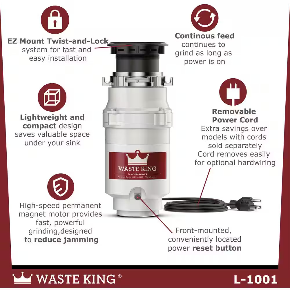 Legend Series 1/2 HP Continuous Feed Garbage Disposal