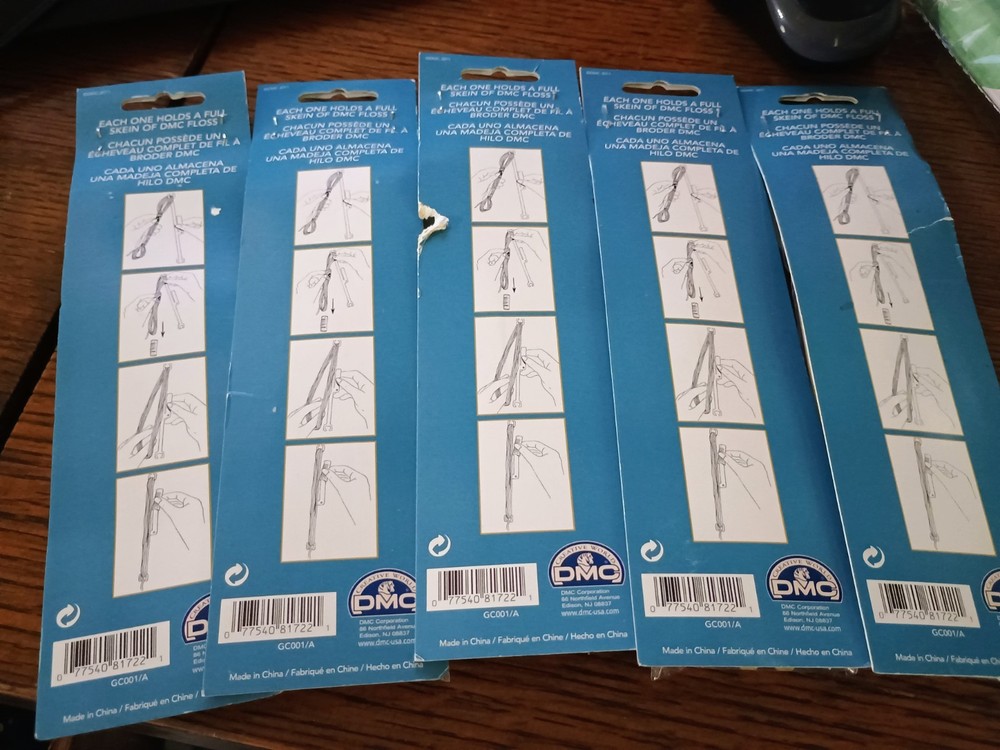Lot of 5 Pkgs DMC Stitch Bow Floss Holders 10 Per Package