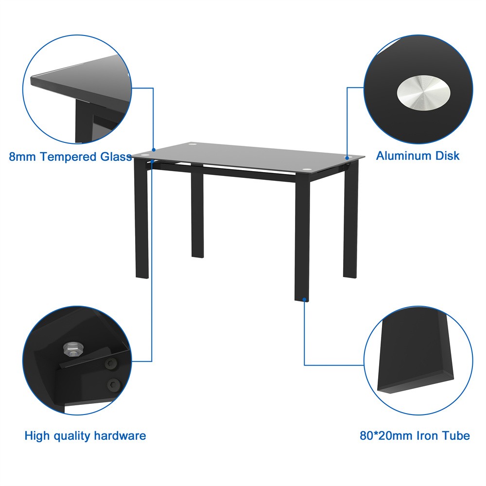 7 Piece Modern Table living Room Black Kitchen Table Rectangular Dining Tables