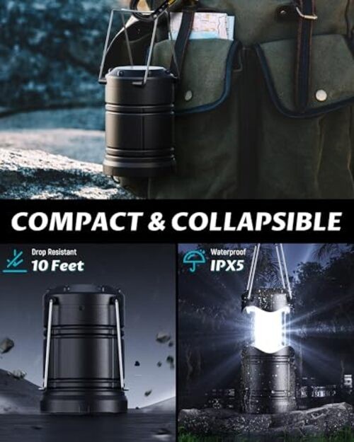 4 Pack LED Camping Lanterns, Battery Powered Camping Lights LED Black