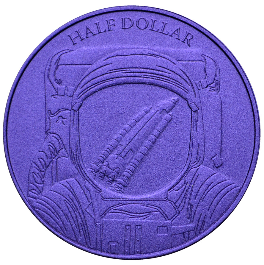 FIJI Half Dollar 2018 Purple-Blue Titanium 'Space Exploration'