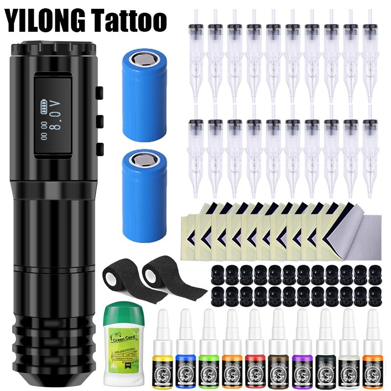 Professional Coreless Motor Replaceable Battery Tattoo Gun Machine Kit 1100mAh
