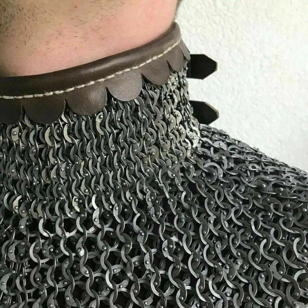 Handmade 9 MM Chainmail Aventail | Type : Flat Ring Wedge Riveted With Washer