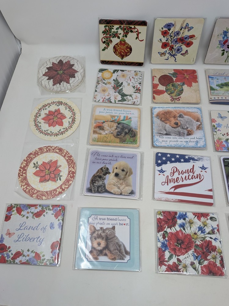 70+ Cardboard Coasters Assorted Designs (Individual Designs Pictured)