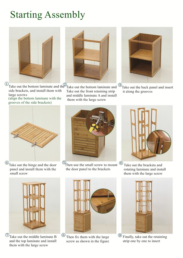 Storage Display Holder Book Organization Stand 6-Tier Corner Bamboo Book Shelf