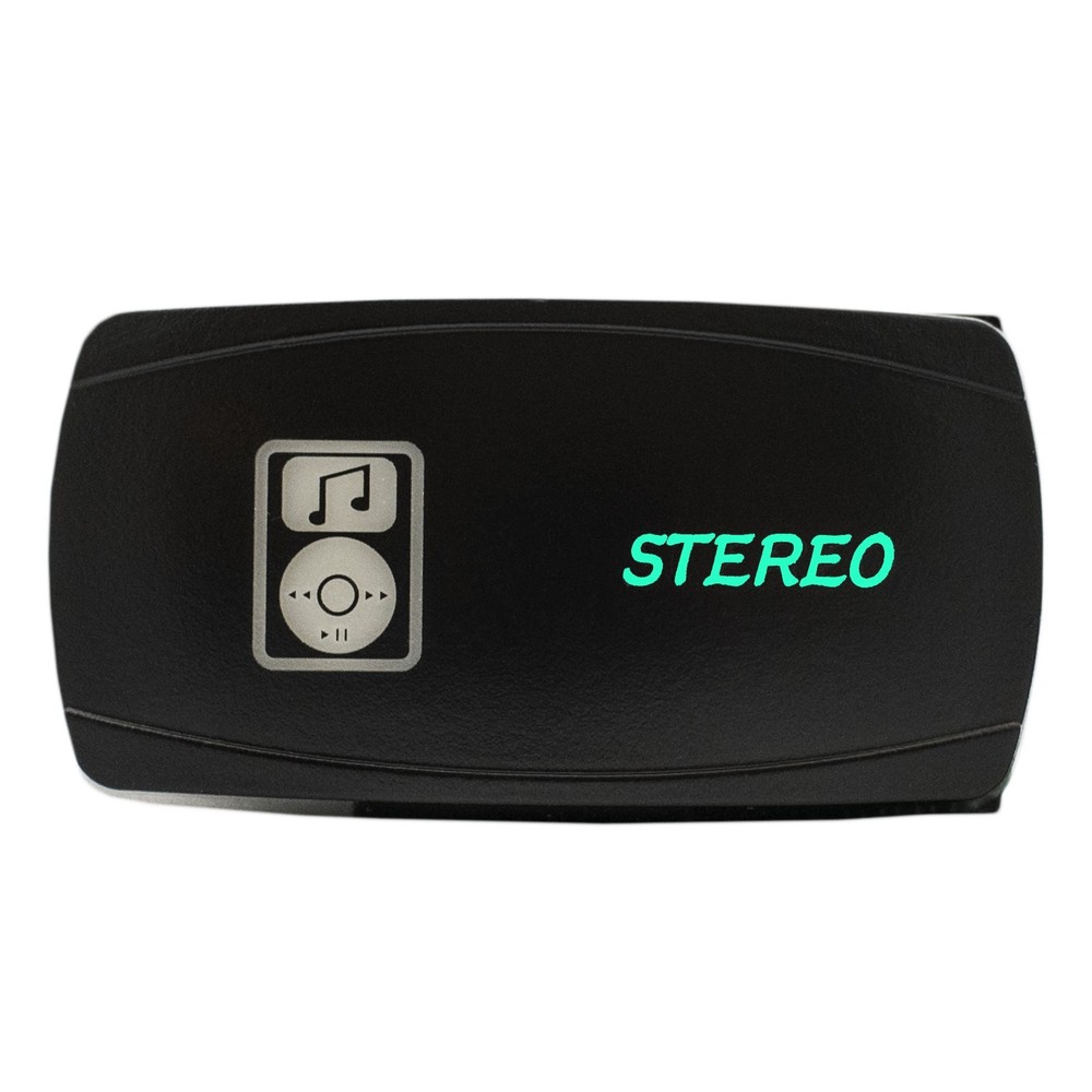 GREEN LED Horizontal STEREO Rocker Switch 4WD 4X4 UTV Waterproof