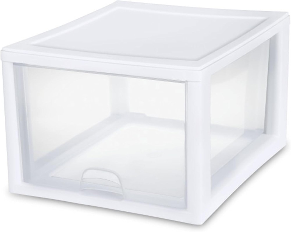 Sterilite 8-Pack 27 Quart Stacking Drawer, Clear Storage Closet Organizer, NEW