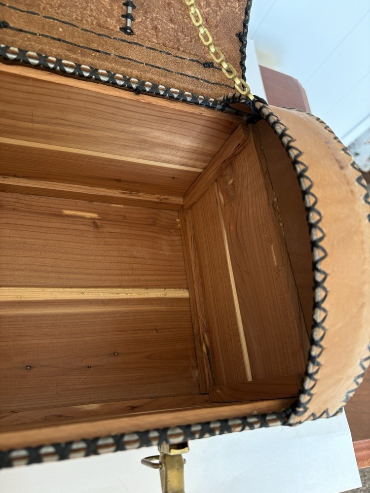 Cedar and Leather Mini Trunk Box