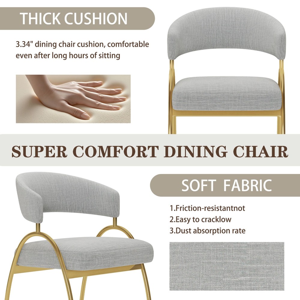 Dining Chair Set Of 2 Light Grey Fabric