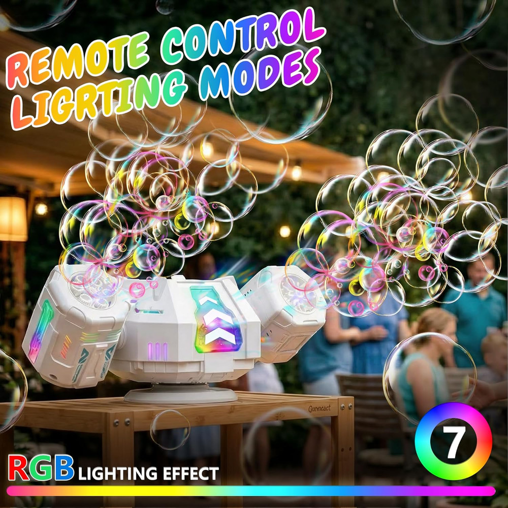 Bubble Machine, Rechargeable Dual-Nozzle Bubble Machine with Remote Control, ...