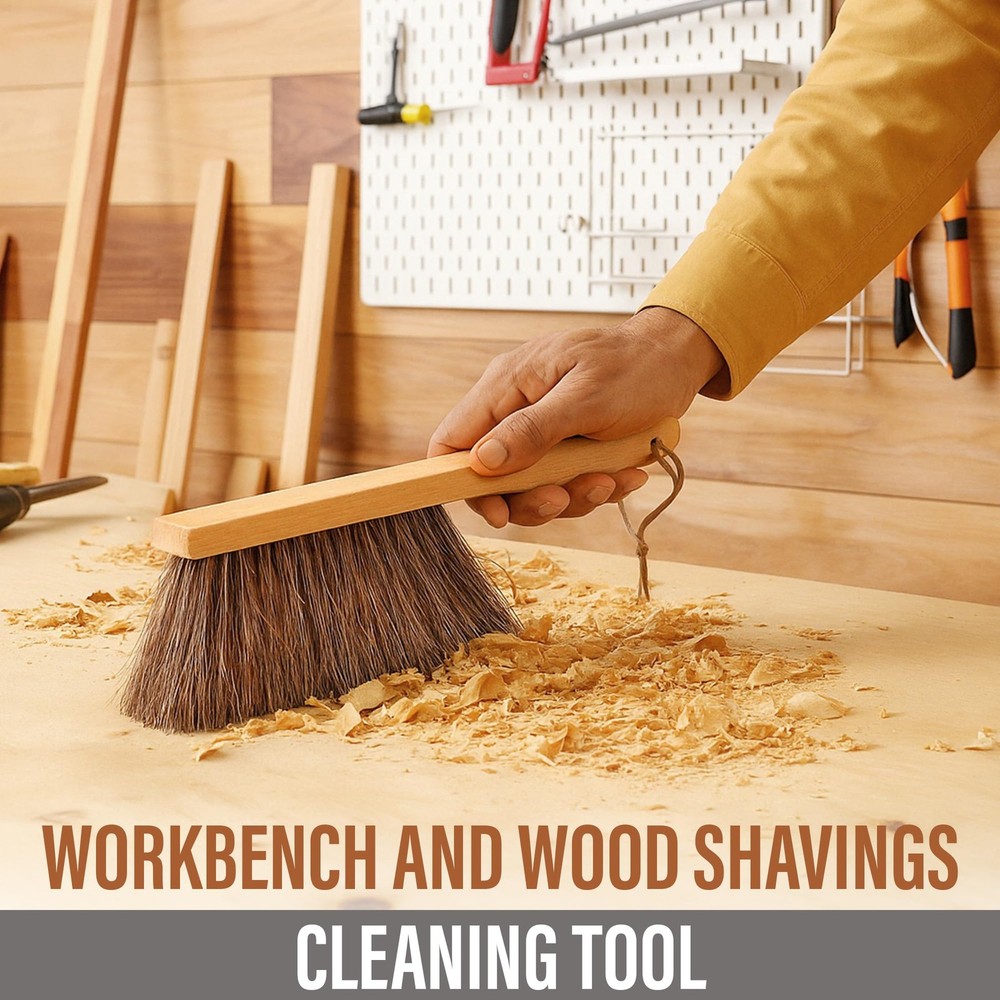 Takavu Multi-Purpose Counter Brush with Solid Wood Handle, Large, Brown