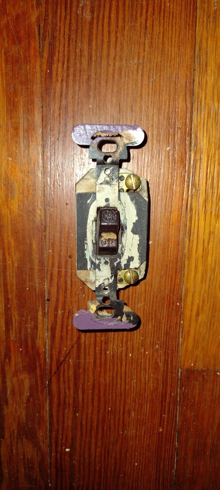 Vintage Porcelain Light Switch With Black Switch