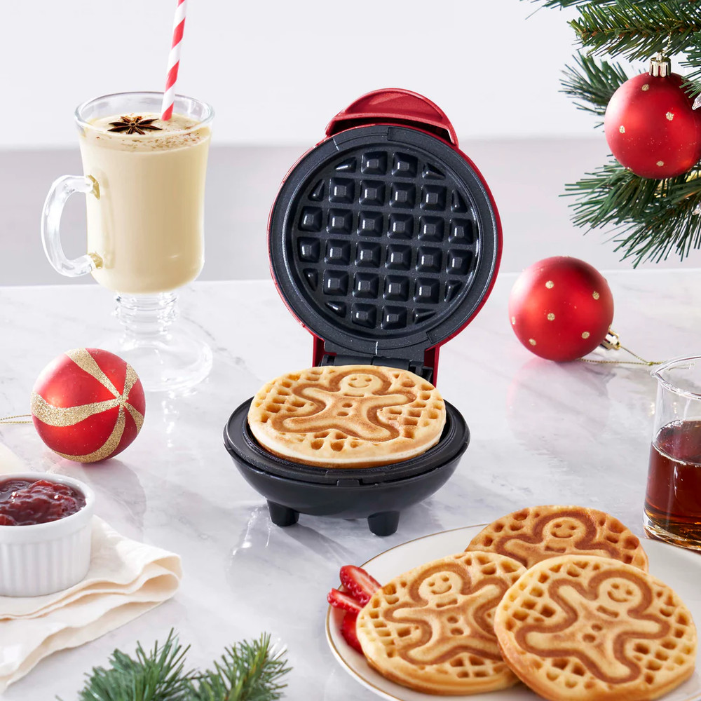 DASH Mini Waffle Gingerbread Maker Paninis 4" Christmas Holiday Kitchen Tool