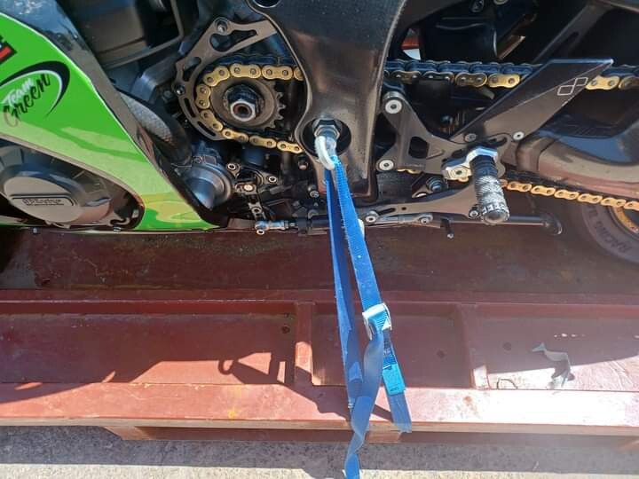Motorcycle Tie Down Buddy- Contactless Strap - Secure - Euro Stillage Compatible
