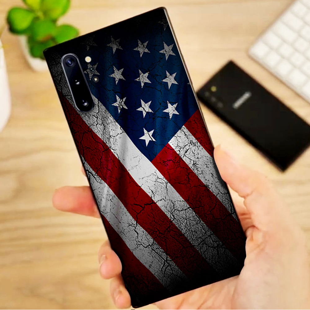 Skins Decal Wrap for Samsung Note 10 Plus American Flag distressed wave