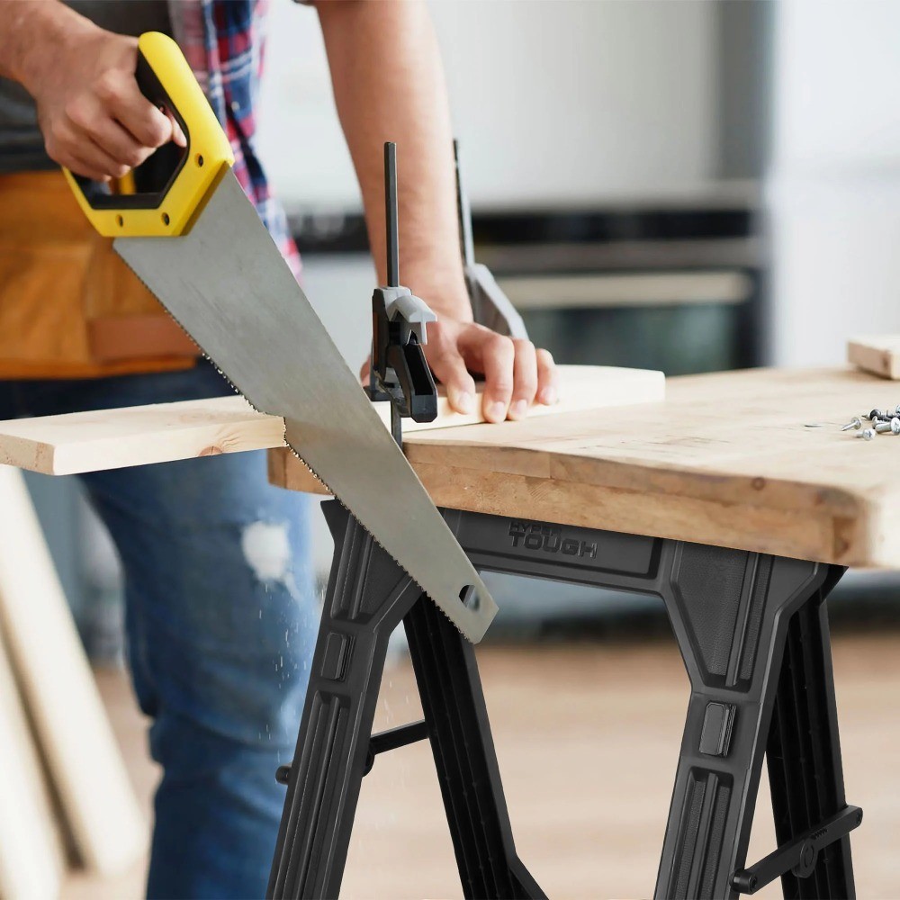 Hyper Stack 350 lb Capacity Foldable Plastic Sawhorse with Non-Slip Top, 31 Inch