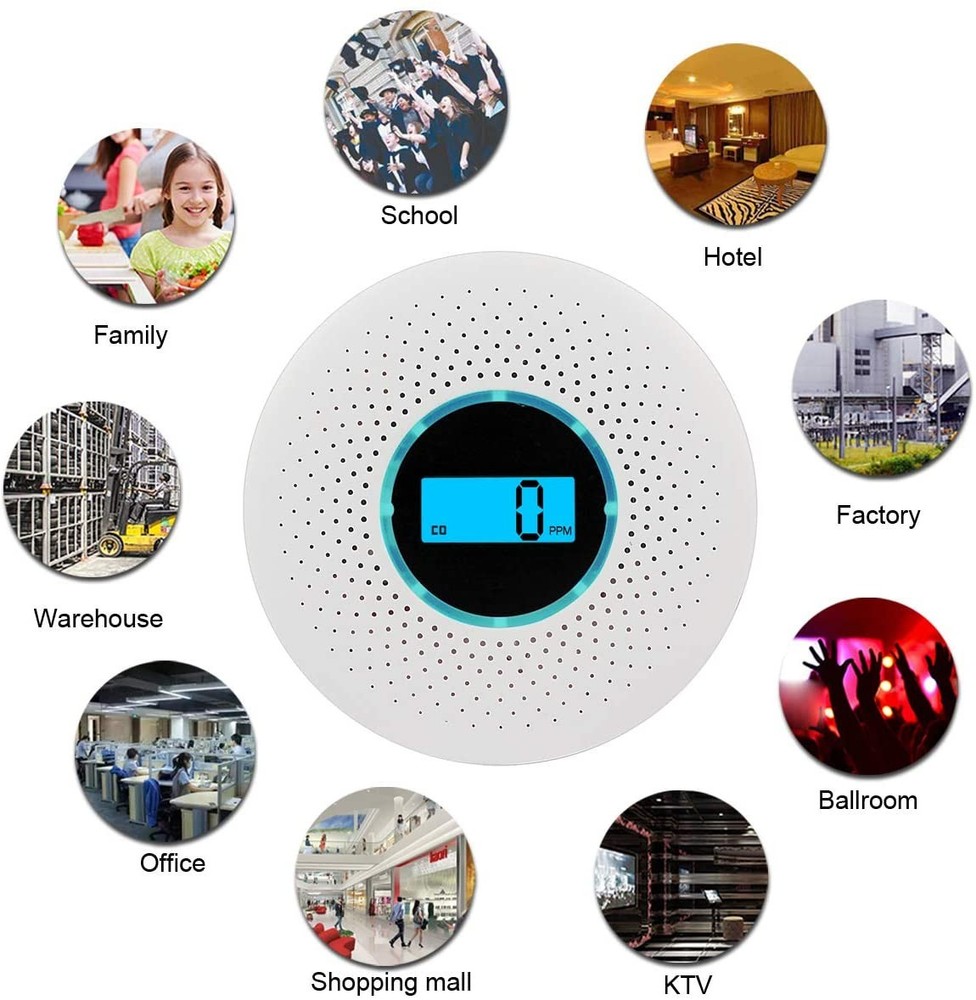 Indoor Smoke & Carbon Monoxide Detector Alarm with Test Button