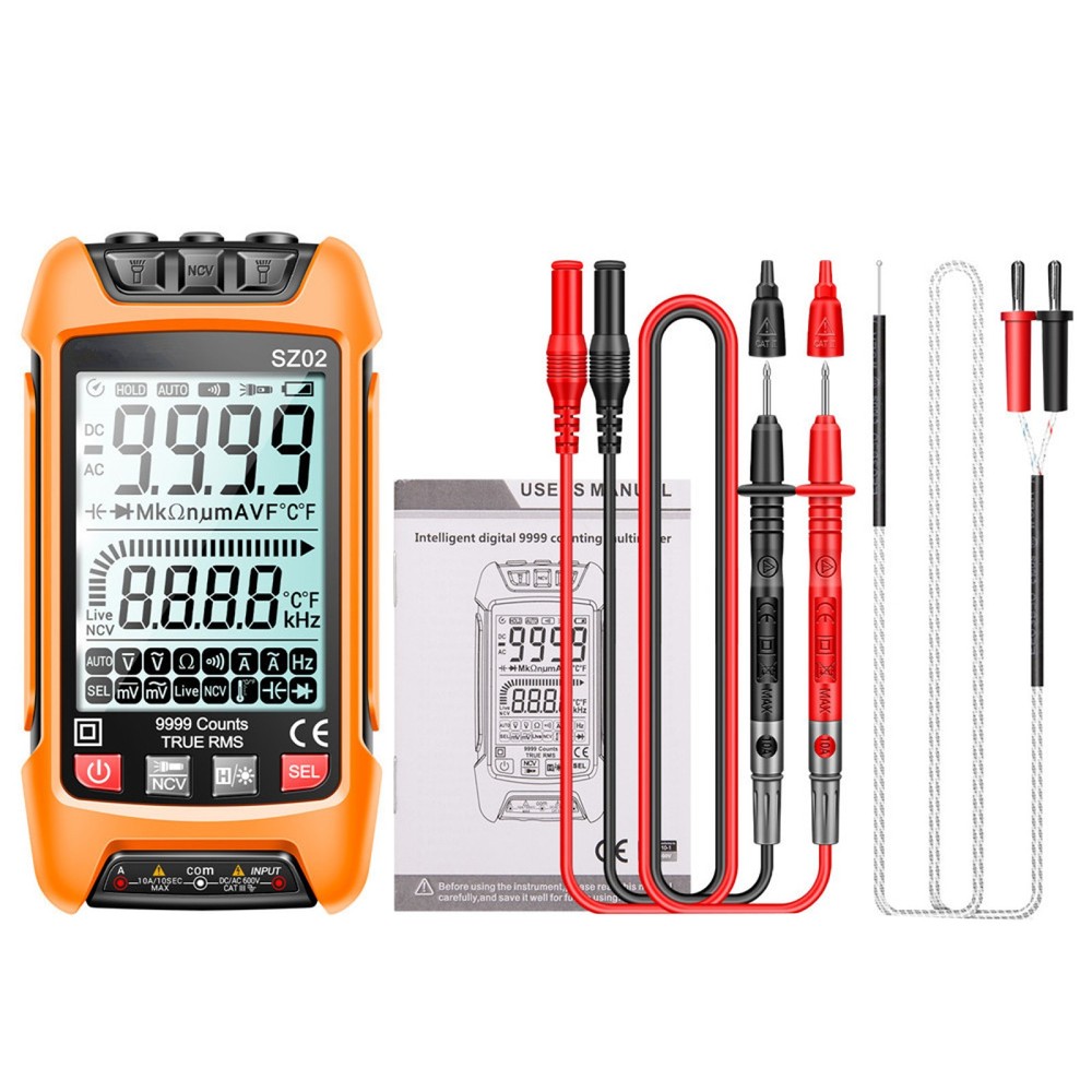 Digital Multimeter 9999 Counts True RMS Auto Electrical Capacitance Meter Tool.