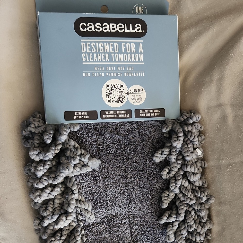 Casabella Mega Dust Mop Pad Microfiber Extra-wide 20" Mop Head Gray Replacement