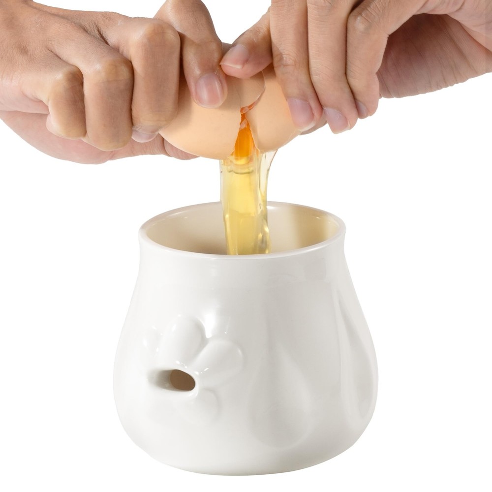 LiZhao Egg Yolk Separator, Ceramics Cute Egg Separator White Separator, Pract...