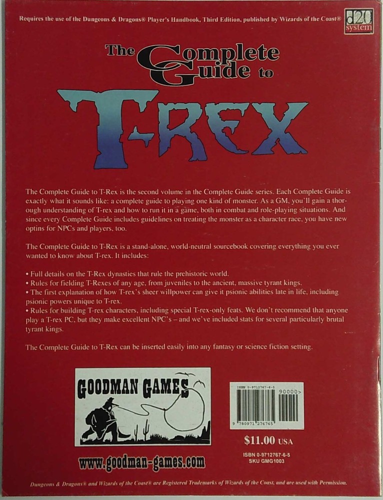 Complete Guide to T-Rex (Dungeons & Dragons D20 Accessory) Goodman Game