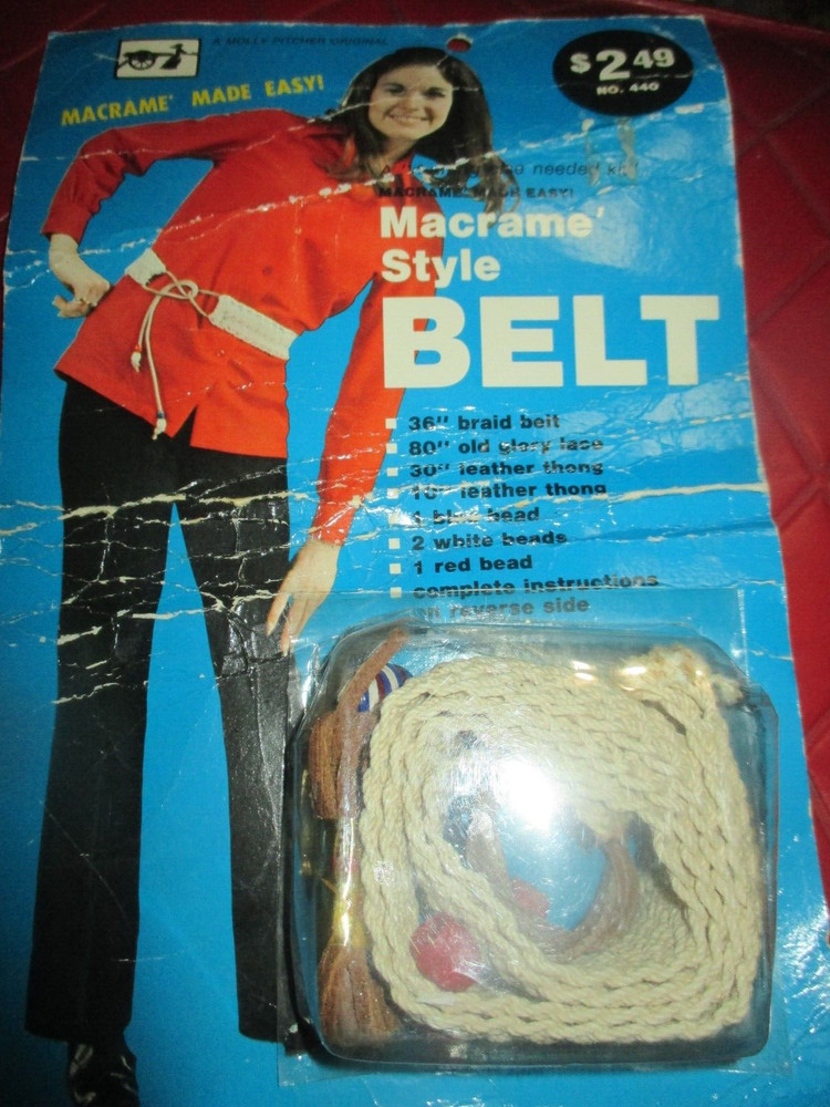 MOLLY PITCHER Vintage MACRAME Style BELT KIT - 1970's