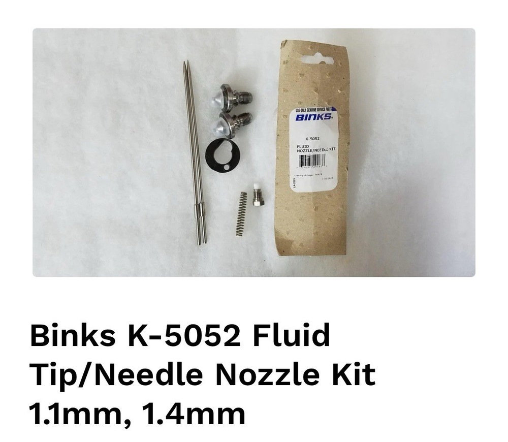 Binks K-5052 Tip &Needle Set 1.1 Mm 1.4 Mm New