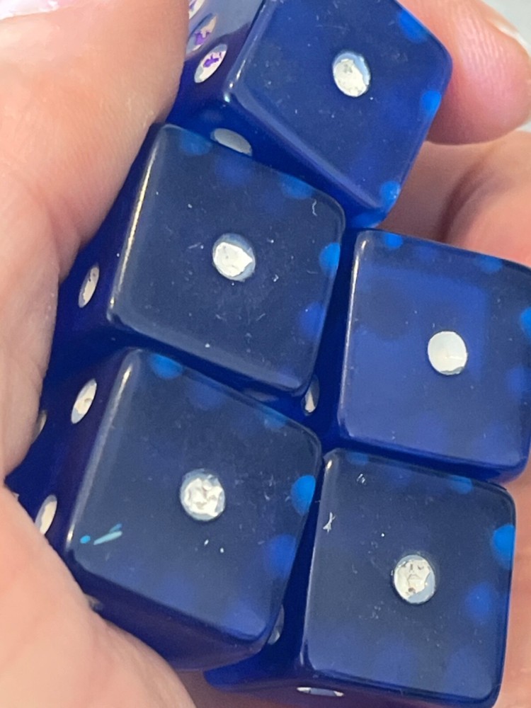Blue translucent oversized 5 dice stick set 120123@