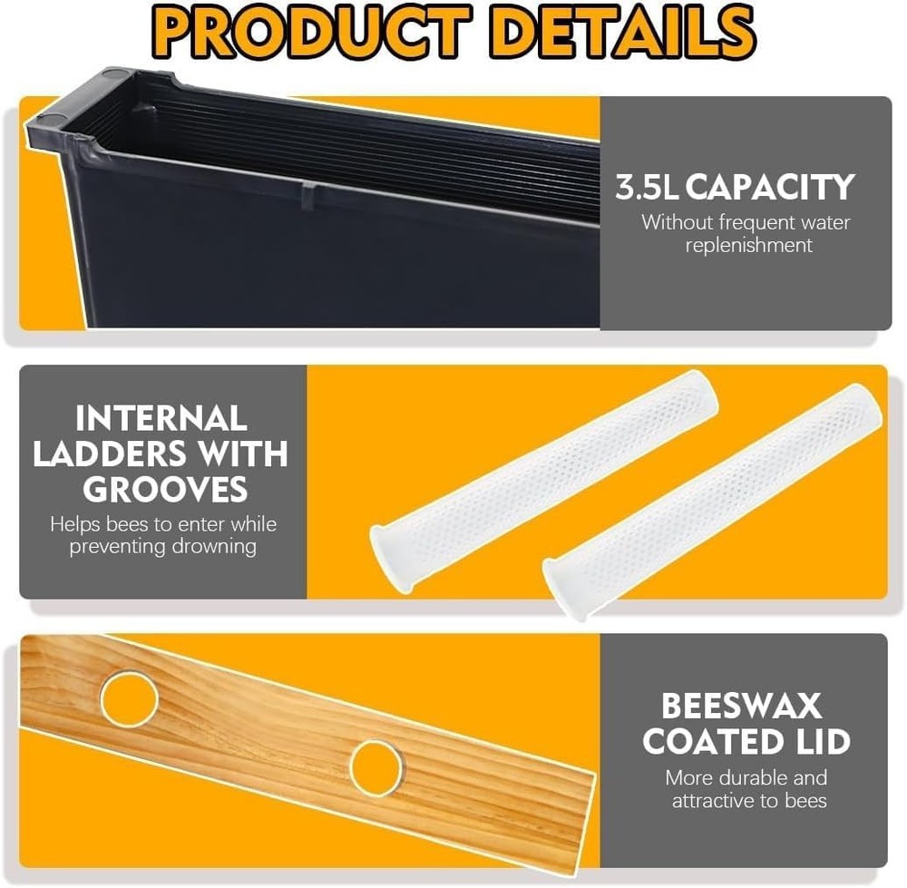 2 Pack 3.5L Beehive Feeder Beehive Frame Feeder Deep Frame Water Feeder for Beek